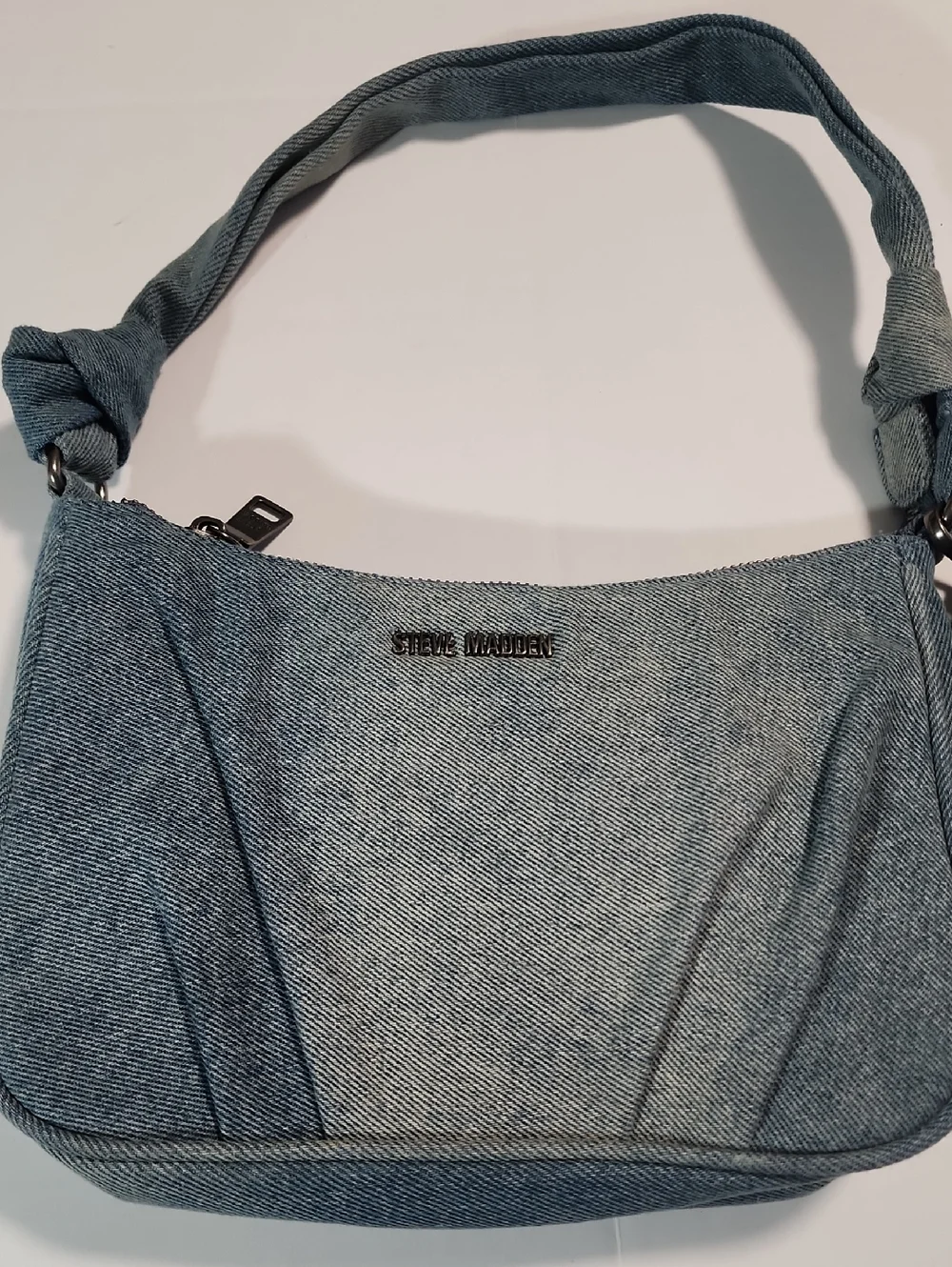 Steve Madden Denim Blue Shoulder Bag with Floral Coin Pouch